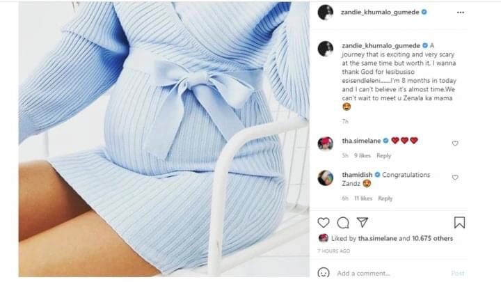 Zandie Khumalo-Gumede's deleted post from Instagram.