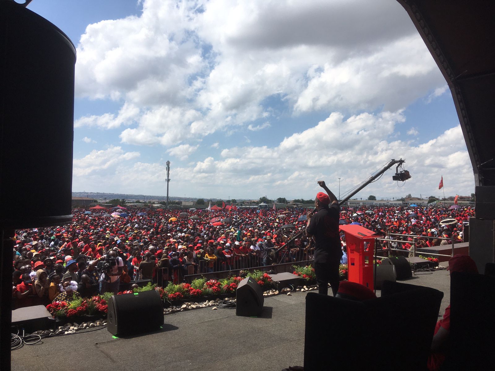 Malema addresses the crowd. Image: Bongani Mdakane.