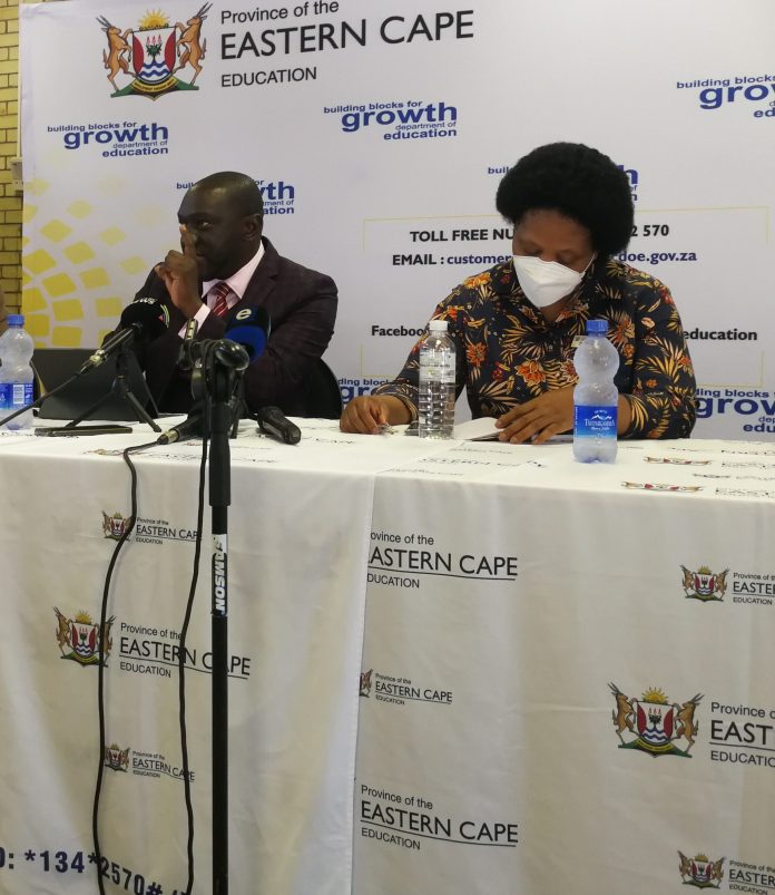Eastern Cape Education MEC Fundile Gade with the Department HoD Dr Naledi Mbude addressing the provincial school readiness