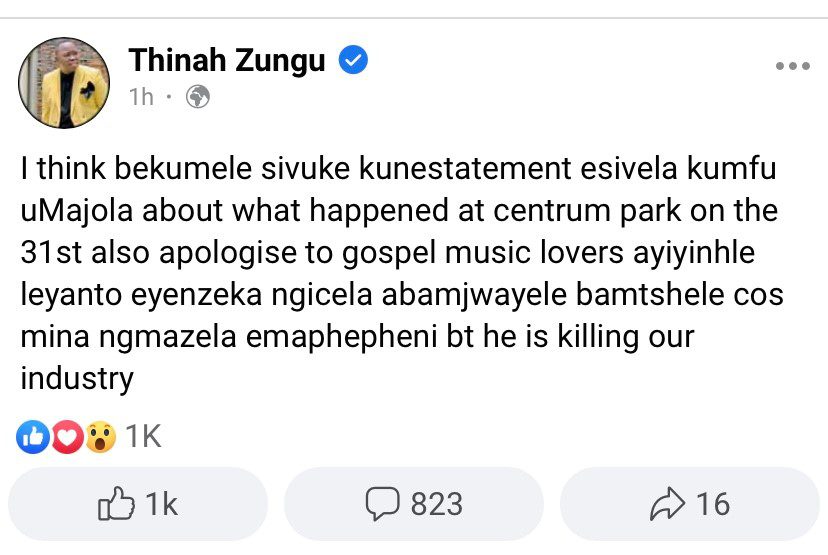 Thinah Zungu desires an improvement in the quality of gospel music programs