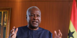 Ghana's President-elect John Dramani Mahama, 66, speaks with Reuters journalists in his office after general elections in Accra, Ghana.