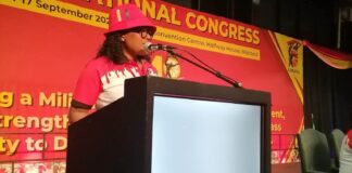 Zingiswa Losi addressing Cosatu congress